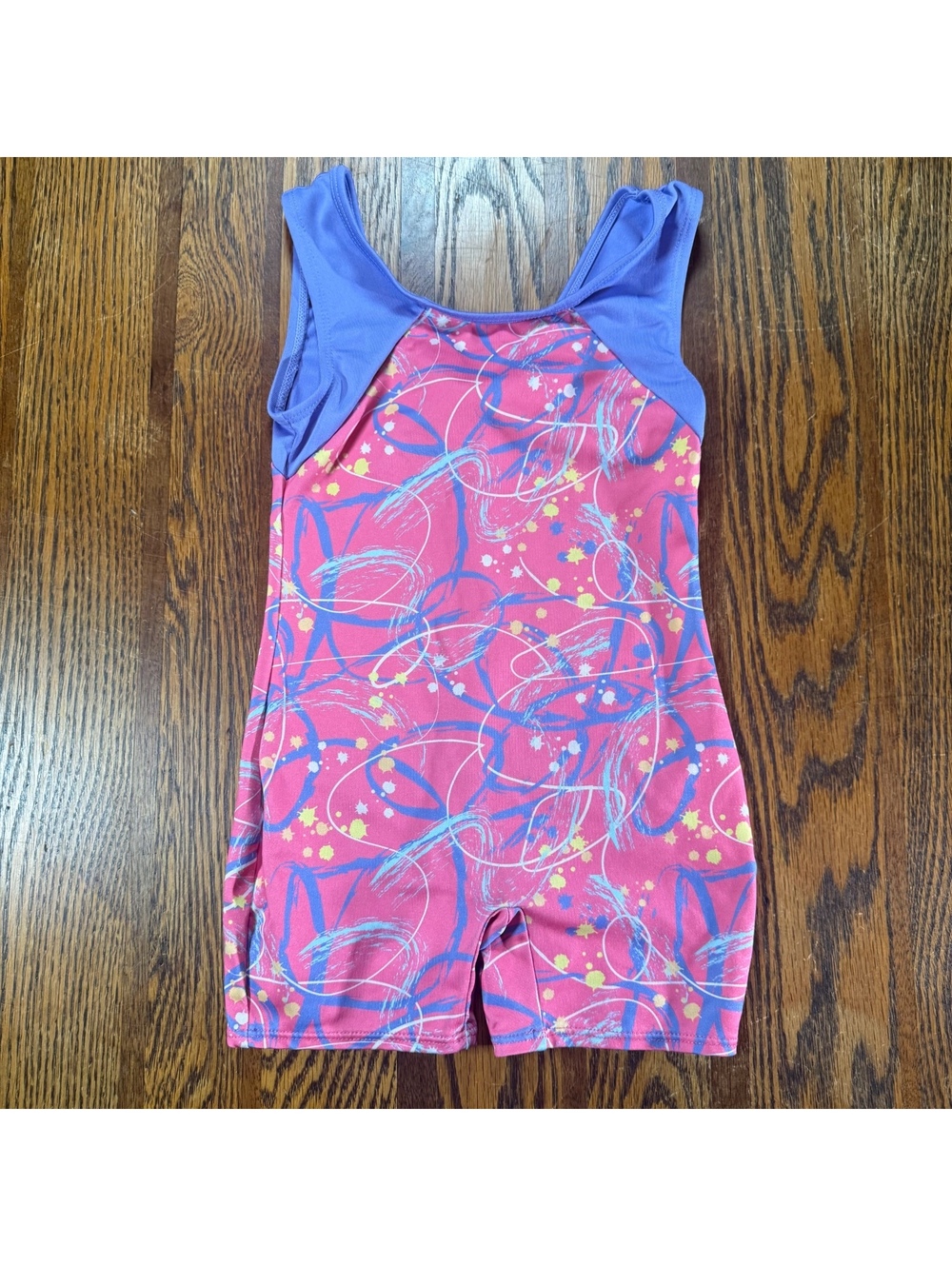 Cat & Jack Girls Pink Abstract Scribble Gymnastics Biketard Leotard Size XS 4/5